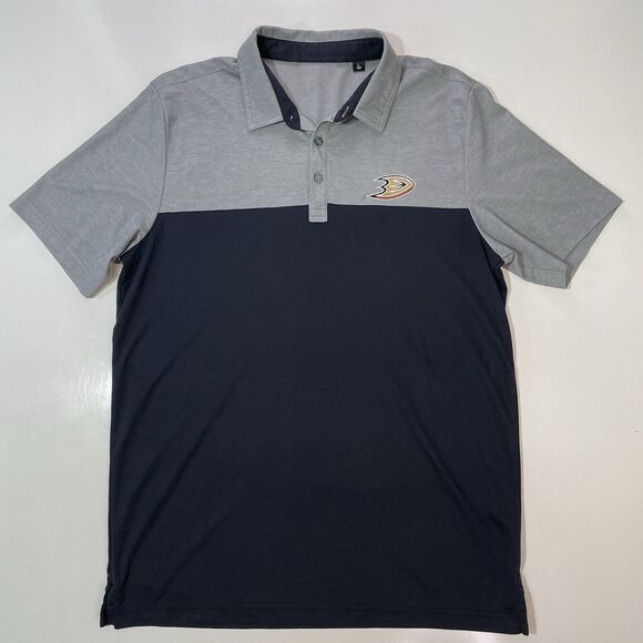 Travis Matthews Men’s Polo Shirt - NHL Collection Anaheim Ducks Black Gray Large - Picture 1 of 6